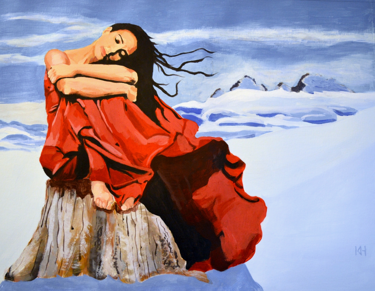 One of us cannot be wrong acrylic portrait painting by Keith Hemsley