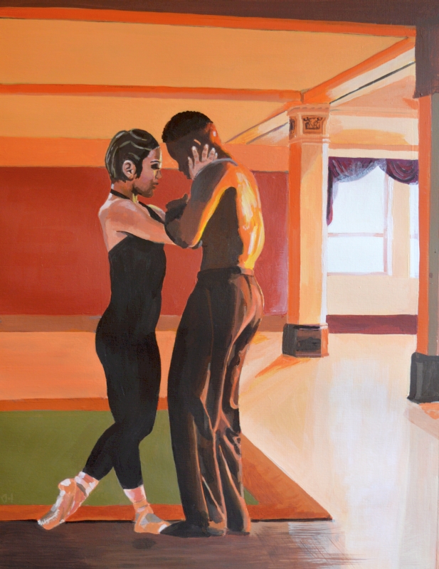 Dance me to the end of love acrylic portrait painting by Keith Hemsley