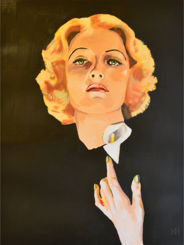 Lady midnight acrylic portrait painting by Keith Hemsley