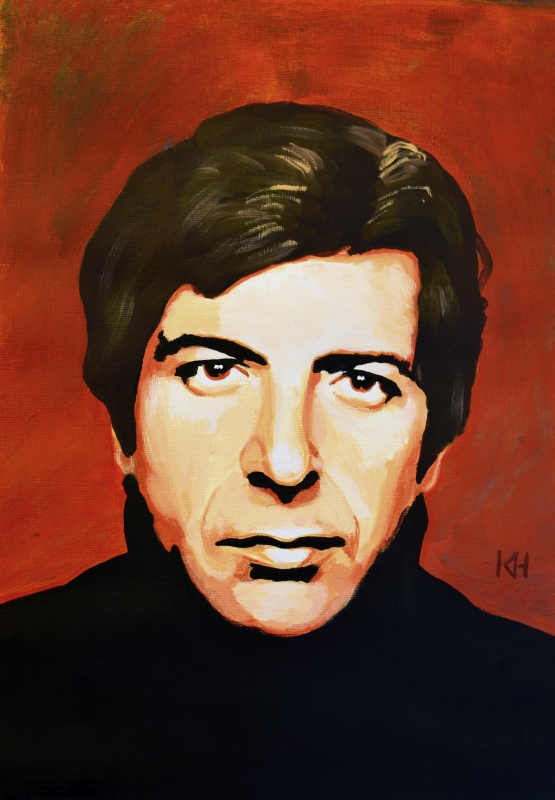 Leonard Cohen acrylic portrait by Keith Hemsley