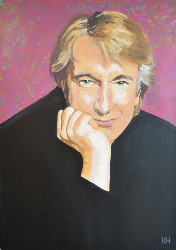 Alan Rickman acrylic portrait painting by Keith Hemsley