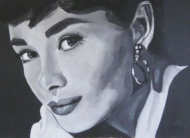 Audrey Hepburn acrylic portrait by Keith Hemsley