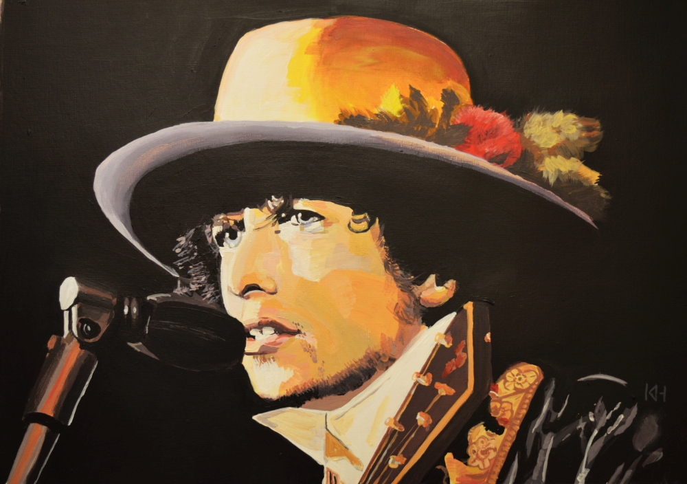 Bob Dylan acrylic portrait by Keith Hemsley