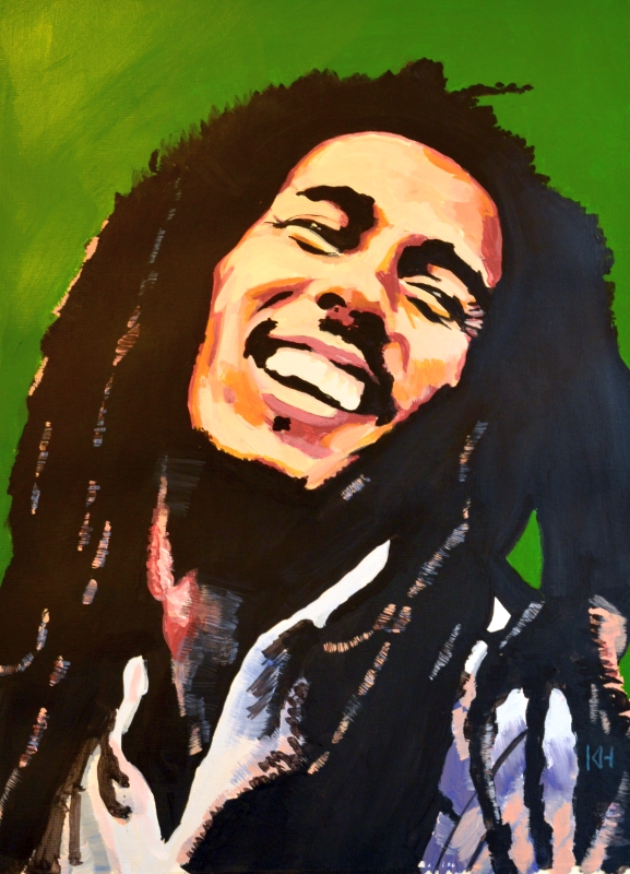 Bob Marley acrylic portrait by Keith Hemsley