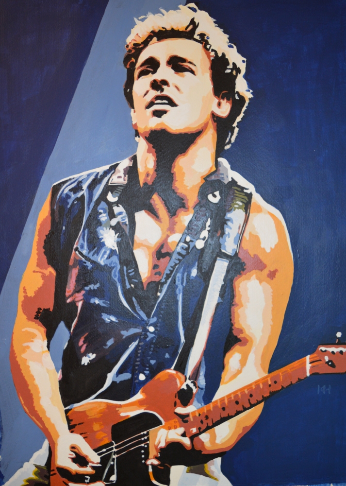 Bruce Springsteen acrylic portrait painting by Keith Hemsley