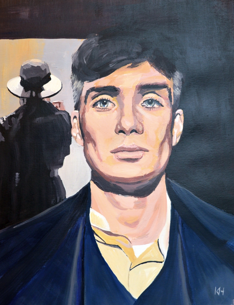 Cillian Murphy acrylic portrait by Keith Hemsley
