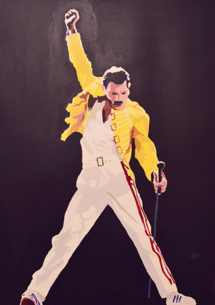 Freddie Mercury acrylic portrait by Keith Hemsley