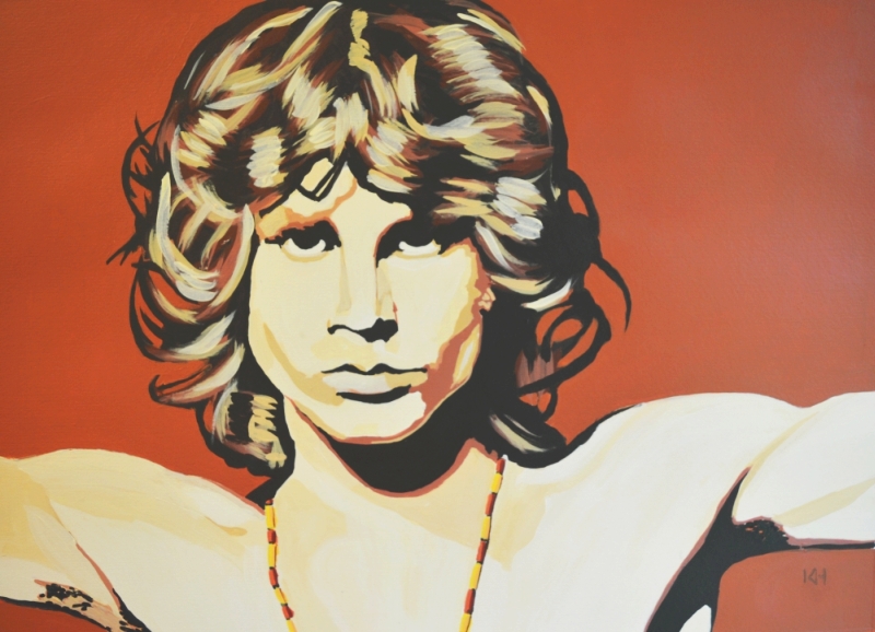 Jim Morrison acrylic portrait painting by Keith Hemsley