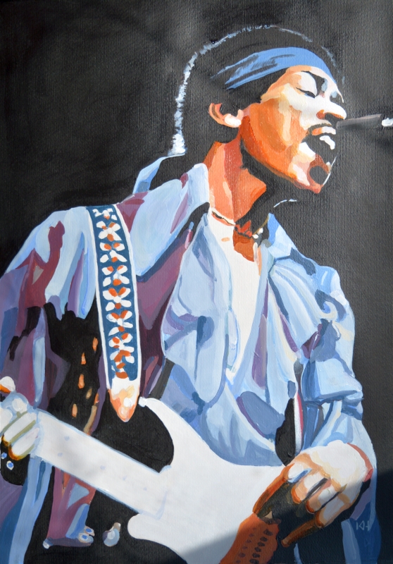 Jimi Hendrix acrylic portrait by Keith Hemsley