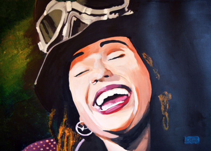 Linda Perry acrylic portrait by Keith Hemsley