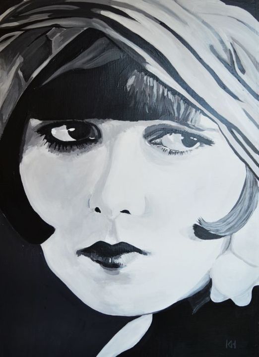 Louise Brooks acrylic portrait by Keith Hemsley