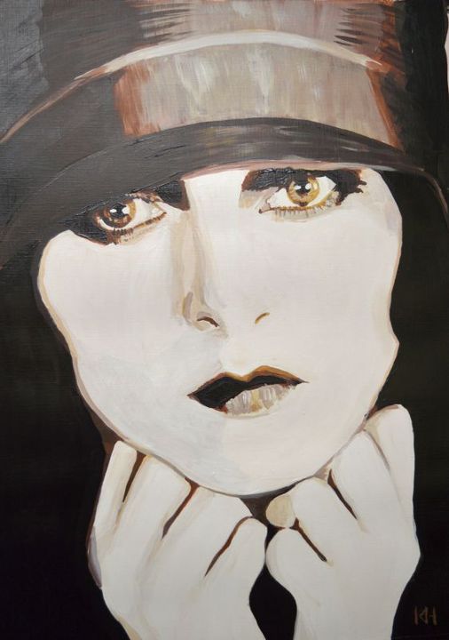 Theda Bara acrylic portrait painting by Keith Hemsley