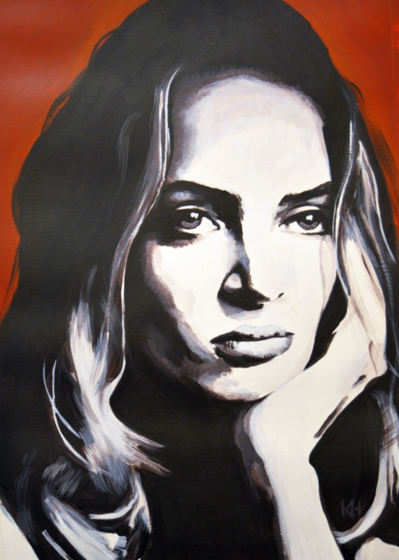 Uma Thurman acrylic portrait by Keith Hemsley
