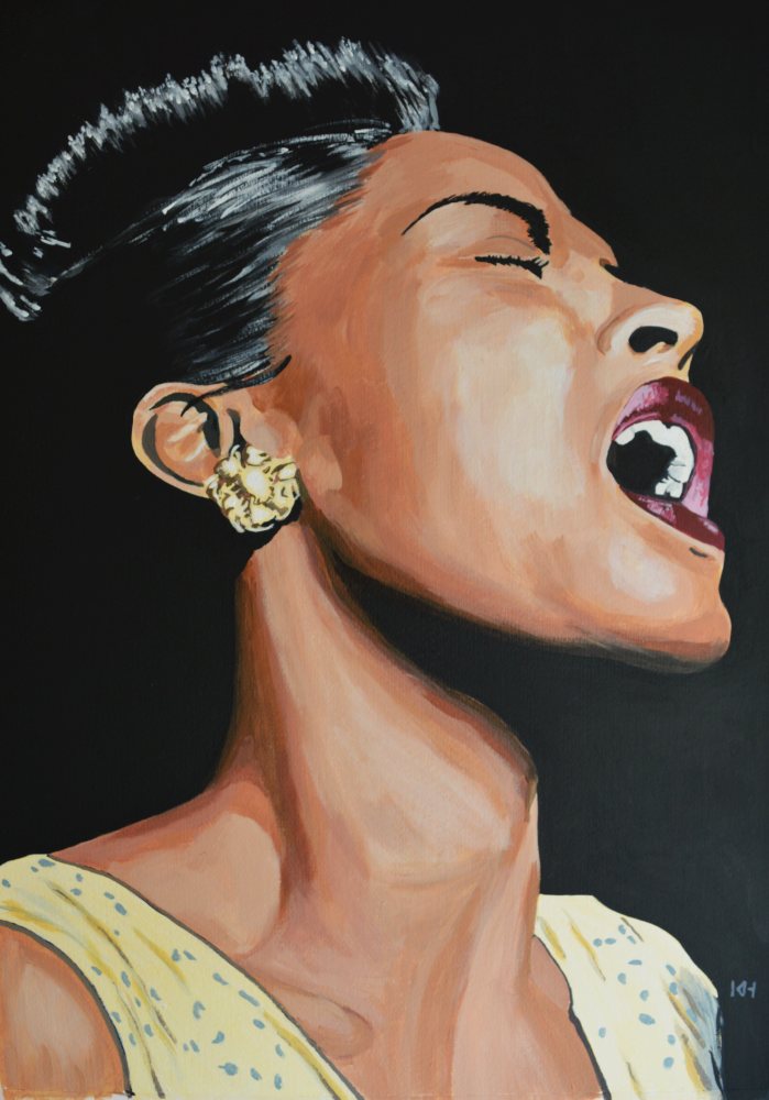 Billie Holiday acrylic portrait by Keith Hemsley
