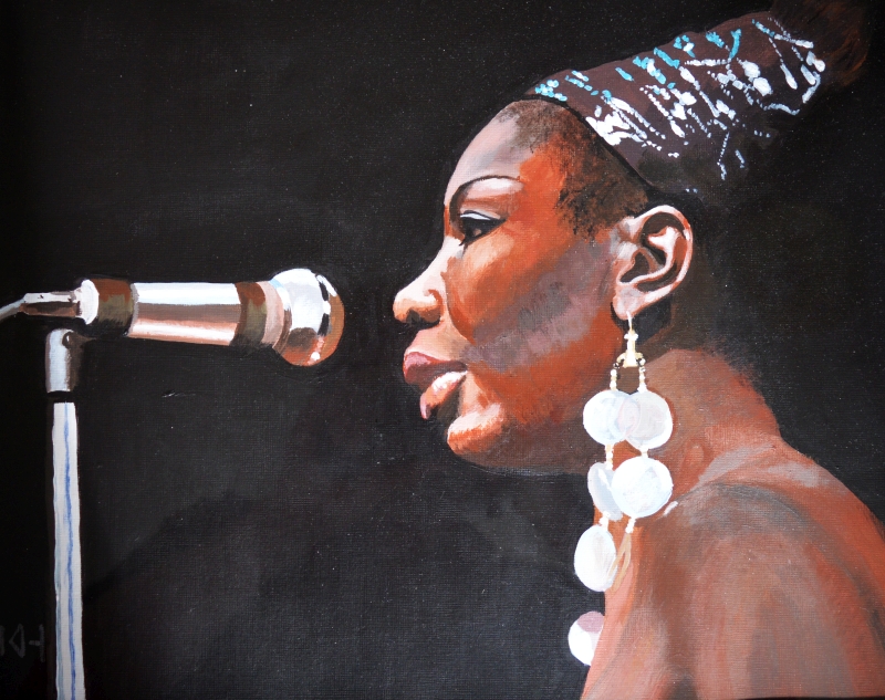 Nina Simone acrylic portrait by Keith Hemsley