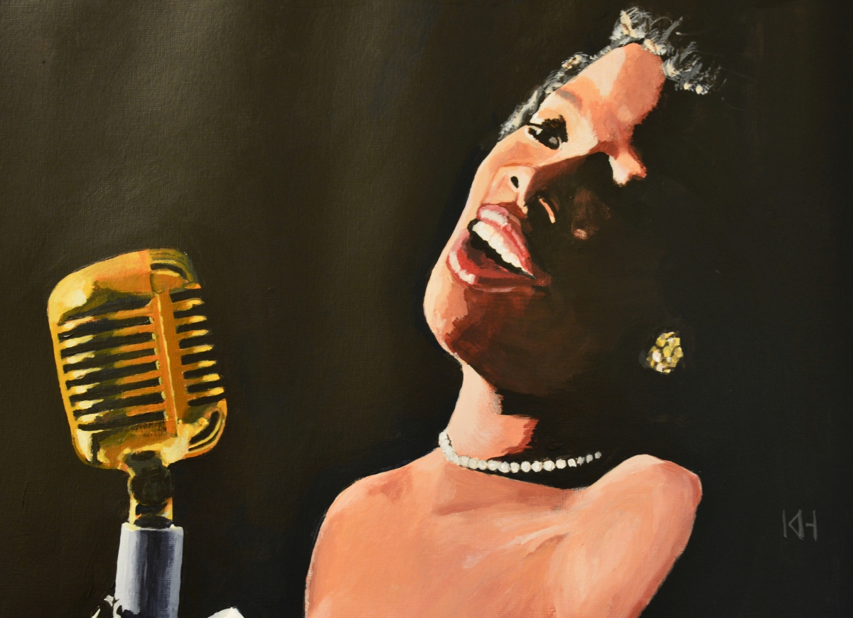 Sarah Vaughan acrylic portrait by Keith Hemsley