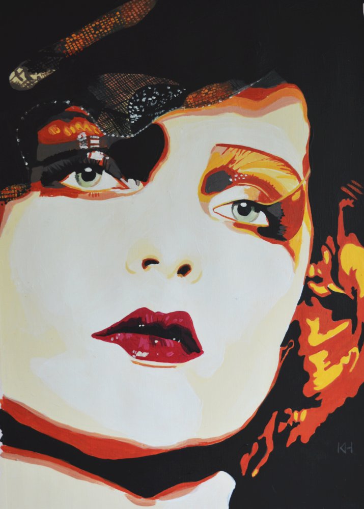 Belle acrylic portrait painting by Keith Hemsley