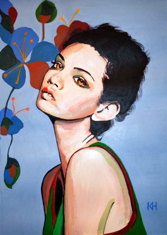Chloe acrylic portrait painting by Keith Hemsley