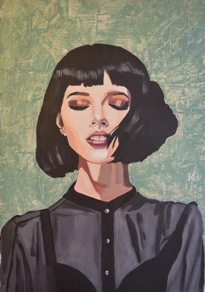 Lorna acrylic portrait painting by Keith Hemsley