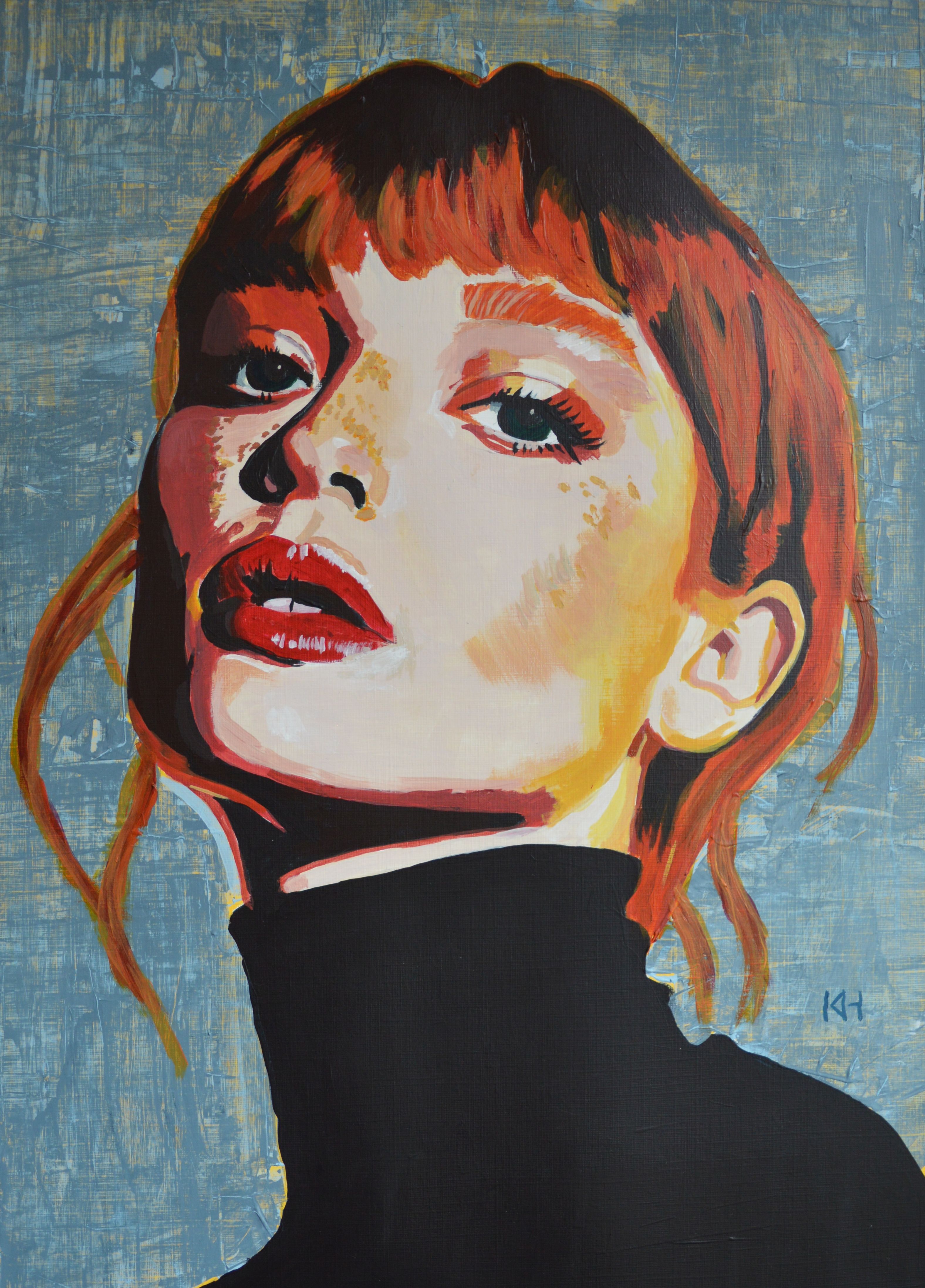 Phoebe acrylic portrait painting by Keith Hemsley