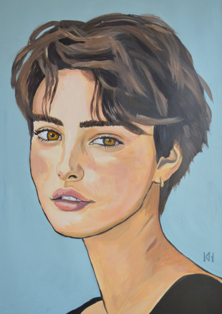 Terri acrylic portrait painting by Keith Hemsley
